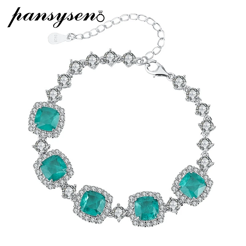 PANSYSEN 100% 925 Sterling Silver 8MM Paraiba Tourmaline High Carbon Diamond Gemstone Charm Bracelets Fine Jewelry Wholesale
PANSYSEN 100% 925 Sterling Silver 8MM Paraiba Tourmaline High Carbon Diamond Gemstone Charm Bracelets Fine Jewelry Wholesale