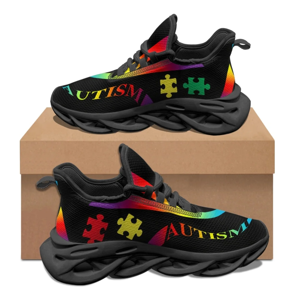 

New Fashion Sneakers for Women Autism Awareness Patterns Colorful Puzzle Print Outdoor Running Shoes Comfort Fitness Sports Shoe