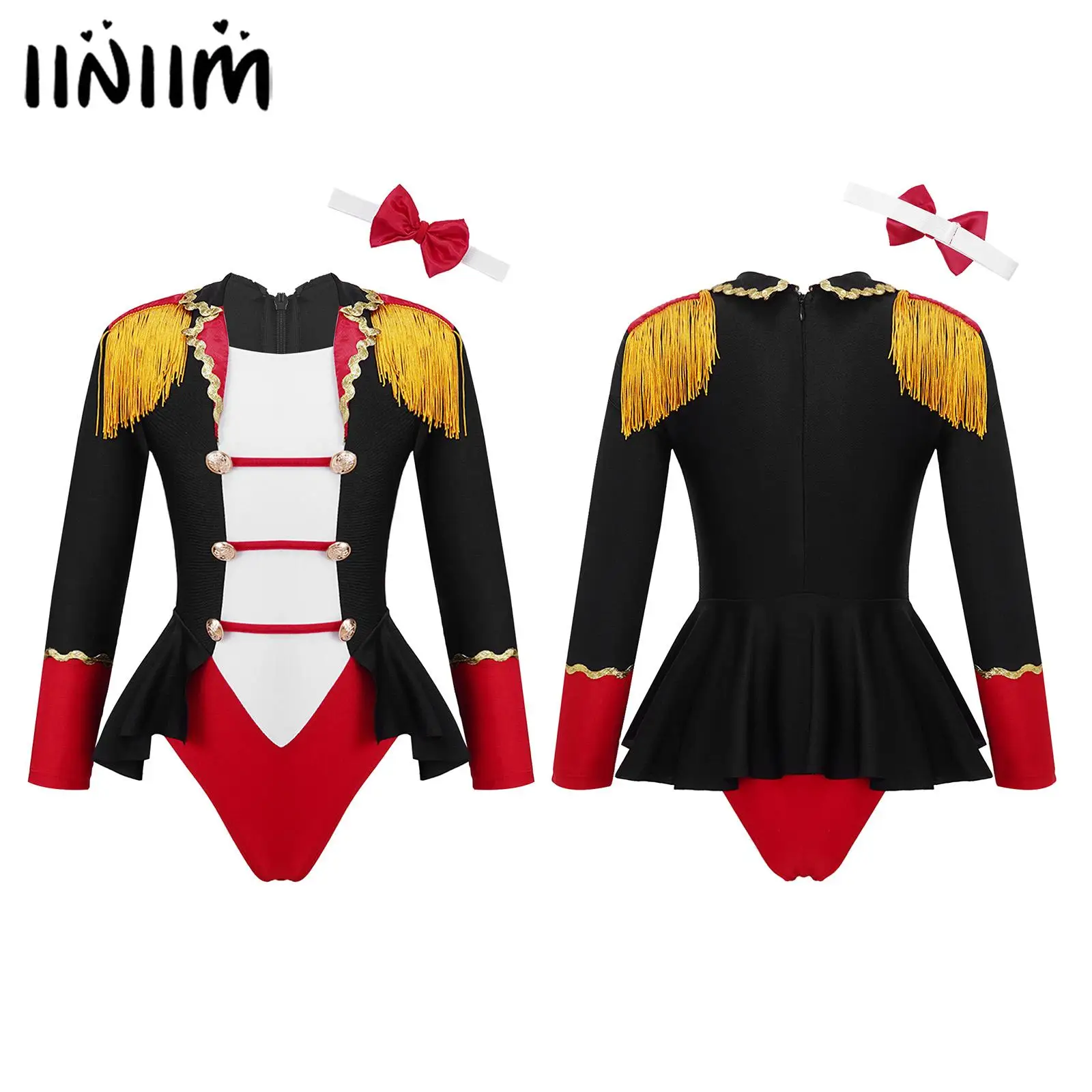 Kids Girls Circus Ringmaster Costume Long Sleeves Lion Tamer Glamorous Outfit Tassel Buttons Adorned Cosplay Jumpsuit with Tie
Kids Girls Circus Ringmaster Costume Long Sleeves Lion Tamer Glamorous Outfit Tassel Buttons Adorned Cosplay Jumpsuit with Tie