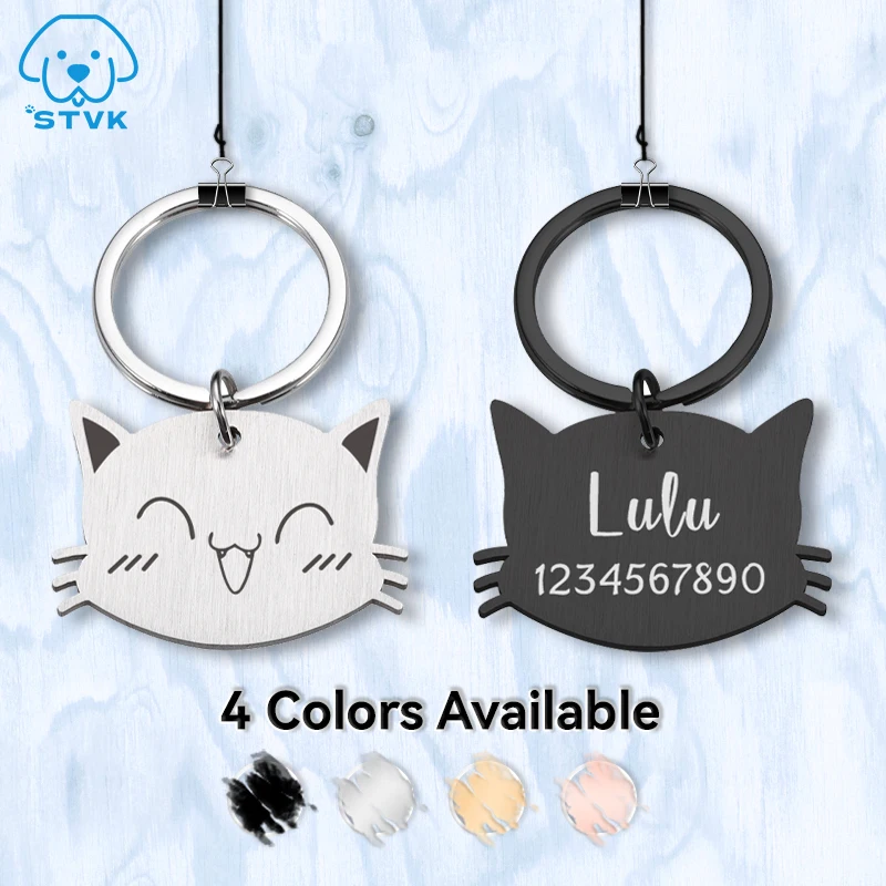 

Customized Cat ID Name Tag Accessories Cats ID Tag Collars Stainless Steel Pet ID Tags for Kitten Pet Engraved Collar Wholesale