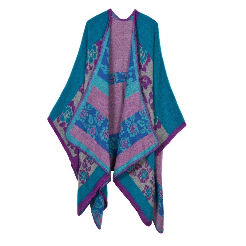 Autumn Winter Women Travel Shawl Imitation Cashmere European National Style Fork Thickened Cloak Ponchos Capes Blue
Autumn Winter Women Travel Shawl Imitation Cashmere European National Style Fork Thickened Cloak Ponchos Capes Blue