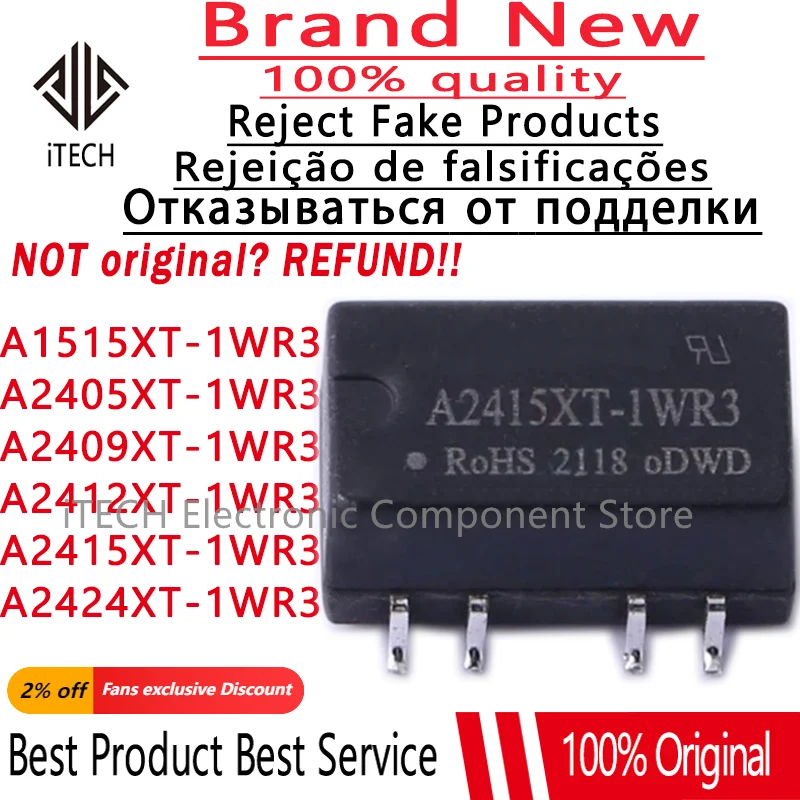 5PCS Original and Genuine A1515XT-1WR3 A2405XT-1WR3 A2409XT-1WR3 A2412XT-1WR3 A2415XT-1WR3 A2424XT-1WR3 SMD-6
5PCS Original and Genuine A1515XT-1WR3 A2405XT-1WR3 A2409XT-1WR3 A2412XT-1WR3 A2415XT-1WR3 A2424XT-1WR3 SMD-6