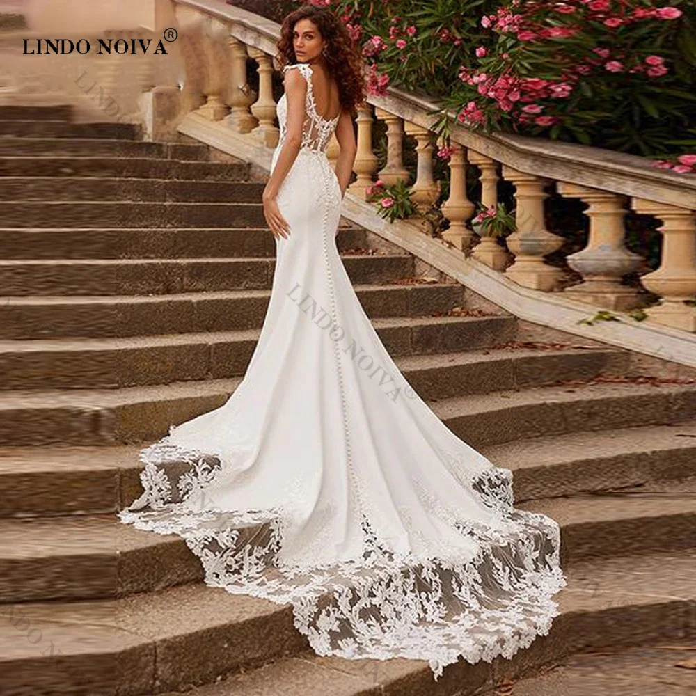 LINDO NOIVA Court Train Mermiad Bridesmaids Wedding Dresses for Women Ivory Stain Bride Gowns Vestido Noiva Vestidos De Noiva
LINDO NOIVA Court Train Mermiad Bridesmaids Wedding Dresses for Women Ivory Stain Bride Gowns Vestido Noiva Vestidos De Noiva