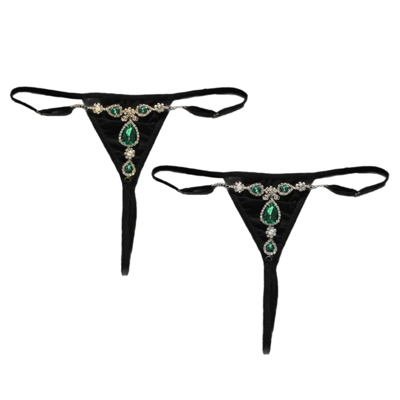 

Sexy Women Panties Metal Chain Briefs Thongs Low Rise Water Drop Crystal Diamond G-string Erotic Underwear F0T5