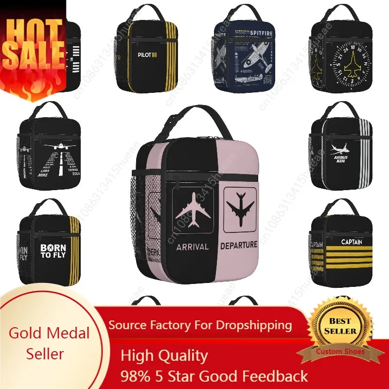 Custom Born To Fly Captain Stripes Flight Pilot Lunch Bag Women Cooler Thermal Insulated Lunch Box for Kids School
Custom Born To Fly Captain Stripes Flight Pilot Lunch Bag Women Cooler Thermal Insulated Lunch Box for Kids School