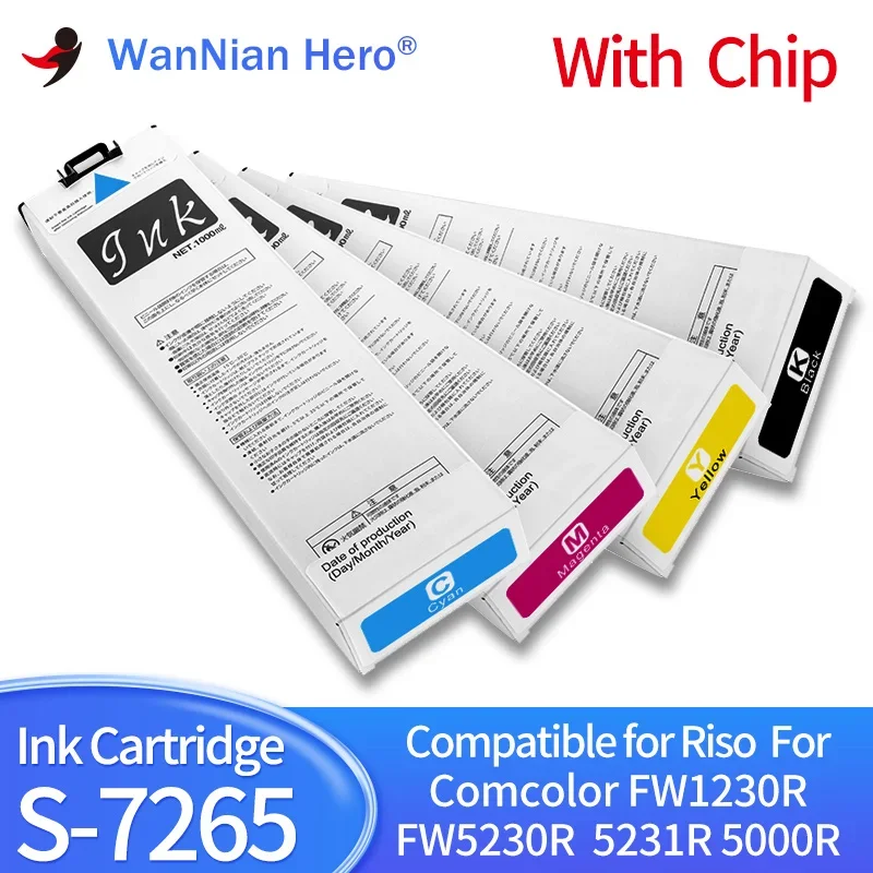 S-7265 S-7266 Compatible Ink Cartridge For Riso Comcolor FW1230R FW5230R FW5231R FW5000R Inkjet Printer With chip S-7267 S-7268
S-7265 S-7266 Compatible Ink Cartridge For Riso Comcolor FW1230R FW5230R FW5231R FW5000R Inkjet Printer With chip S-7267 S-7268