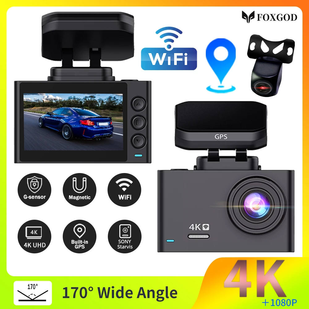 Car DVR Dash Cam Dual Lens 4K UHD 2160P Dashboard Camera Night Vision WDR Built-In GPS Wi-Fi G-Sensor Drive Recorder Black Box
Car DVR Dash Cam Dual Lens 4K UHD 2160P Dashboard Camera Night Vision WDR Built-In GPS Wi-Fi G-Sensor Drive Recorder Black Box