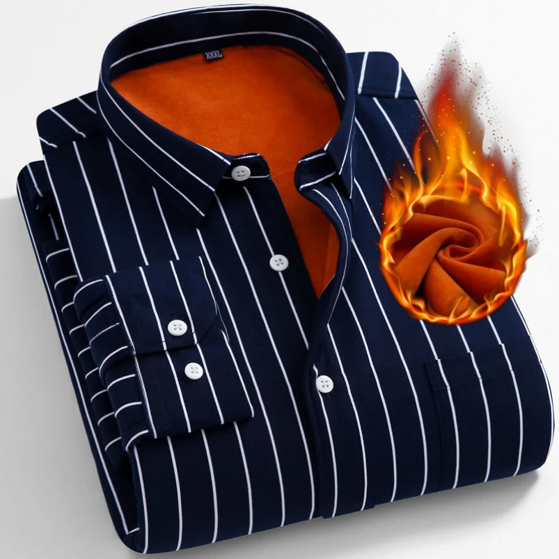 Men's Long Sleeve Winter Fleece Warm Solid Basic Dress Shirt Single Pocket High-quality Formal Social Work Office Shirts Yyqwsj
Men's Long Sleeve Winter Fleece Warm Solid Basic Dress Shirt Single Pocket High-quality Formal Social Work Office Shirts Yyqwsj