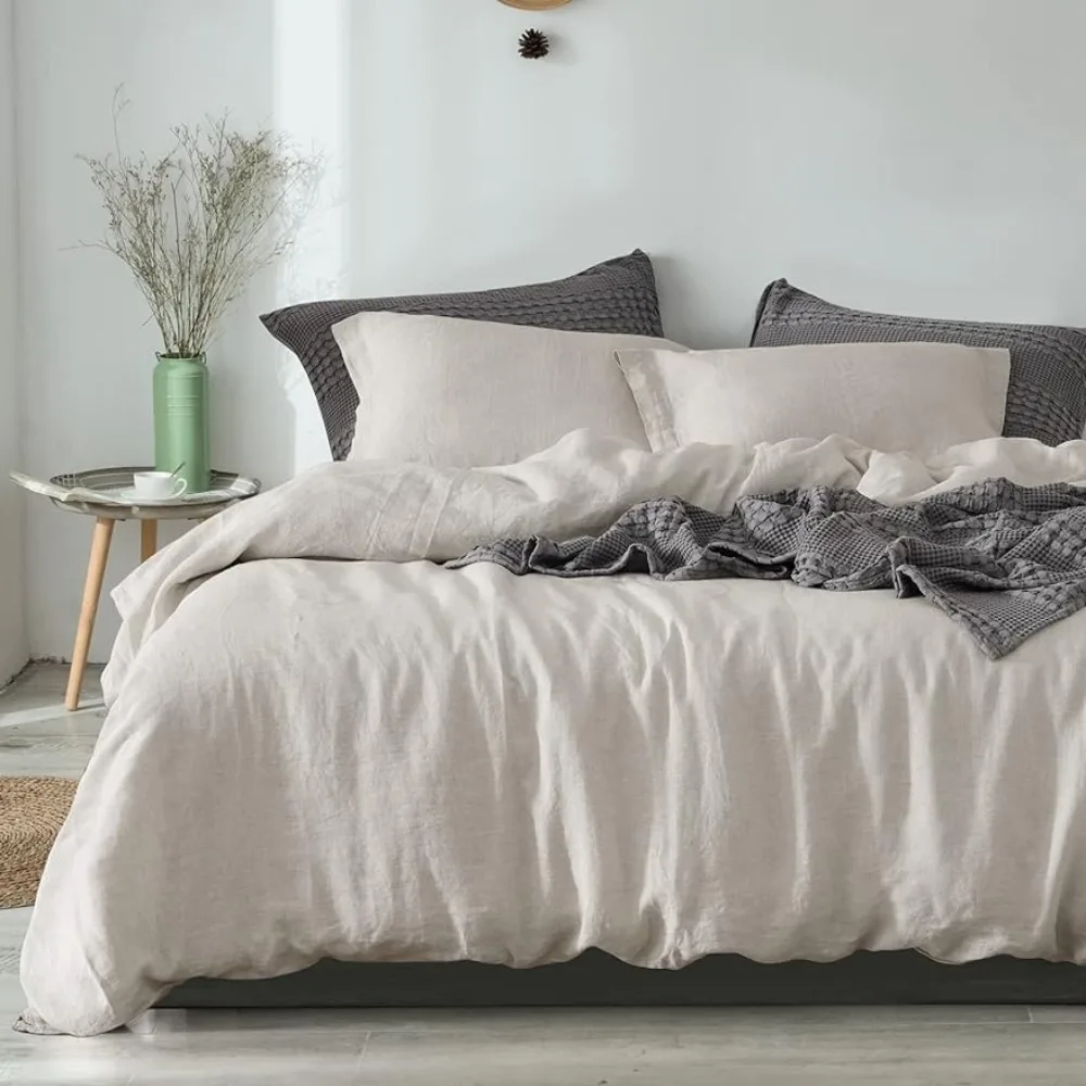 Bedding set 100% Linen Duvet Cover Set King, 3pcs Washed Soft French Flax Natural Linen, 1 Linen Duvet Cover and 2 Pillowshams,
Bedding set 100% Linen Duvet Cover Set King, 3pcs Washed Soft French Flax Natural Linen, 1 Linen Duvet Cover and 2 Pillowshams,