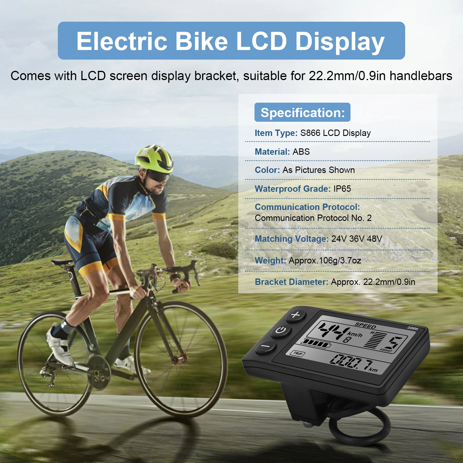 24V, 36V, 48V Electric Bicycle S866 LCD Display Meter E-bike Control Panel with Waterproof Plug E-bike Motor 1 Mallzona Sd311d0e2f6254da78a7b419f16ad3986q 24V, 36V, 48V Electric Bicycle S866 LCD Display Meter E-bike Control Panel with Waterproof Plug E-bike Motor Mallzona