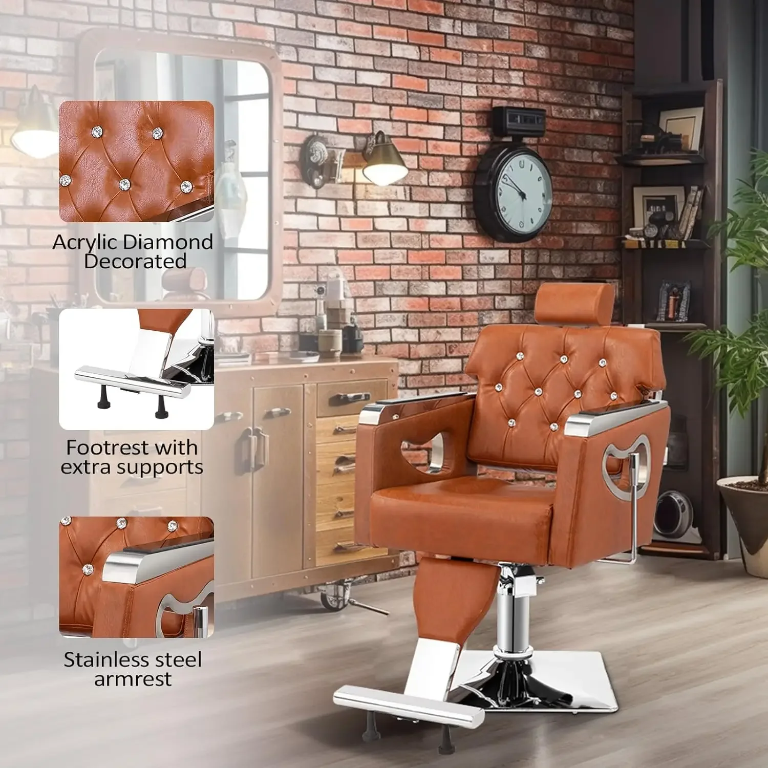 Reclining Salon Chair for Hair Stylist, Vintage Styling Chair, Hydraulic Barber Chairs for Barbershop with Adjustable Headrest,
Reclining Salon Chair for Hair Stylist, Vintage Styling Chair, Hydraulic Barber Chairs for Barbershop with Adjustable Headrest,