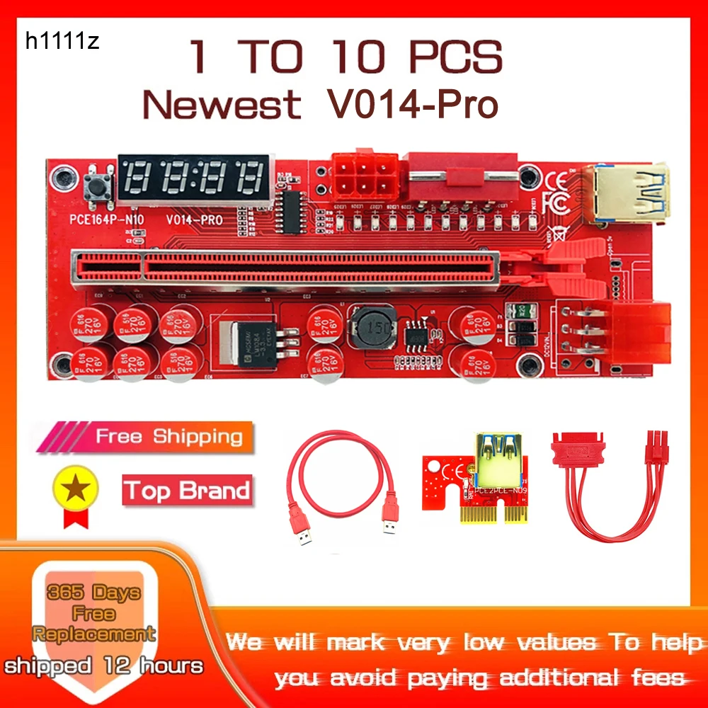 1-10 шт. Riser 014 Pro PCIE Райзер для видеокарты PCI Express X16 USB 3 0 двойной 6-контактный