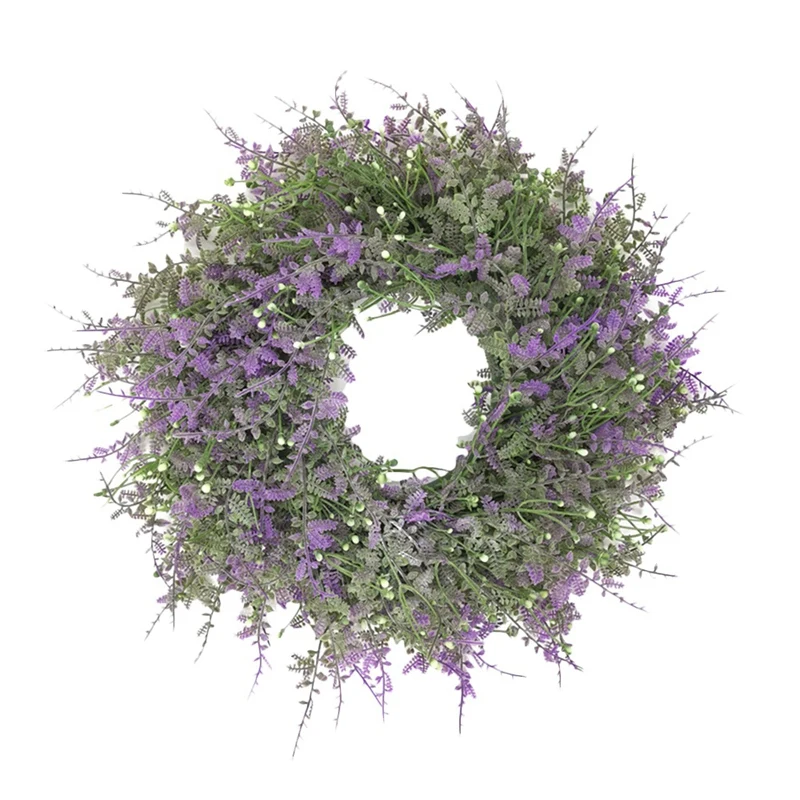 

ABSF Artificial Purple Fragrant Grass Spring Wreath For Front Door Window Wall Window Wedding Party Farmhouse Home Decor