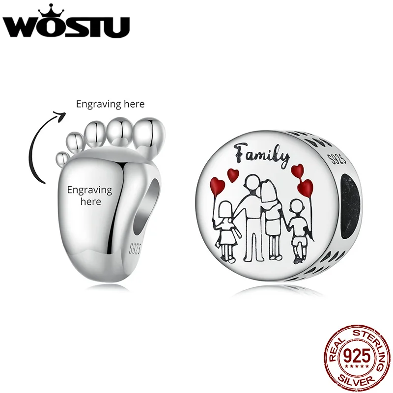 WOSTU 925 Sterling Silver Love Family Beads Baby Footprint Customizable Charms Fit Original Bracelet DIY Necklace Jewelry Making
WOSTU 925 Sterling Silver Love Family Beads Baby Footprint Customizable Charms Fit Original Bracelet DIY Necklace Jewelry Making
