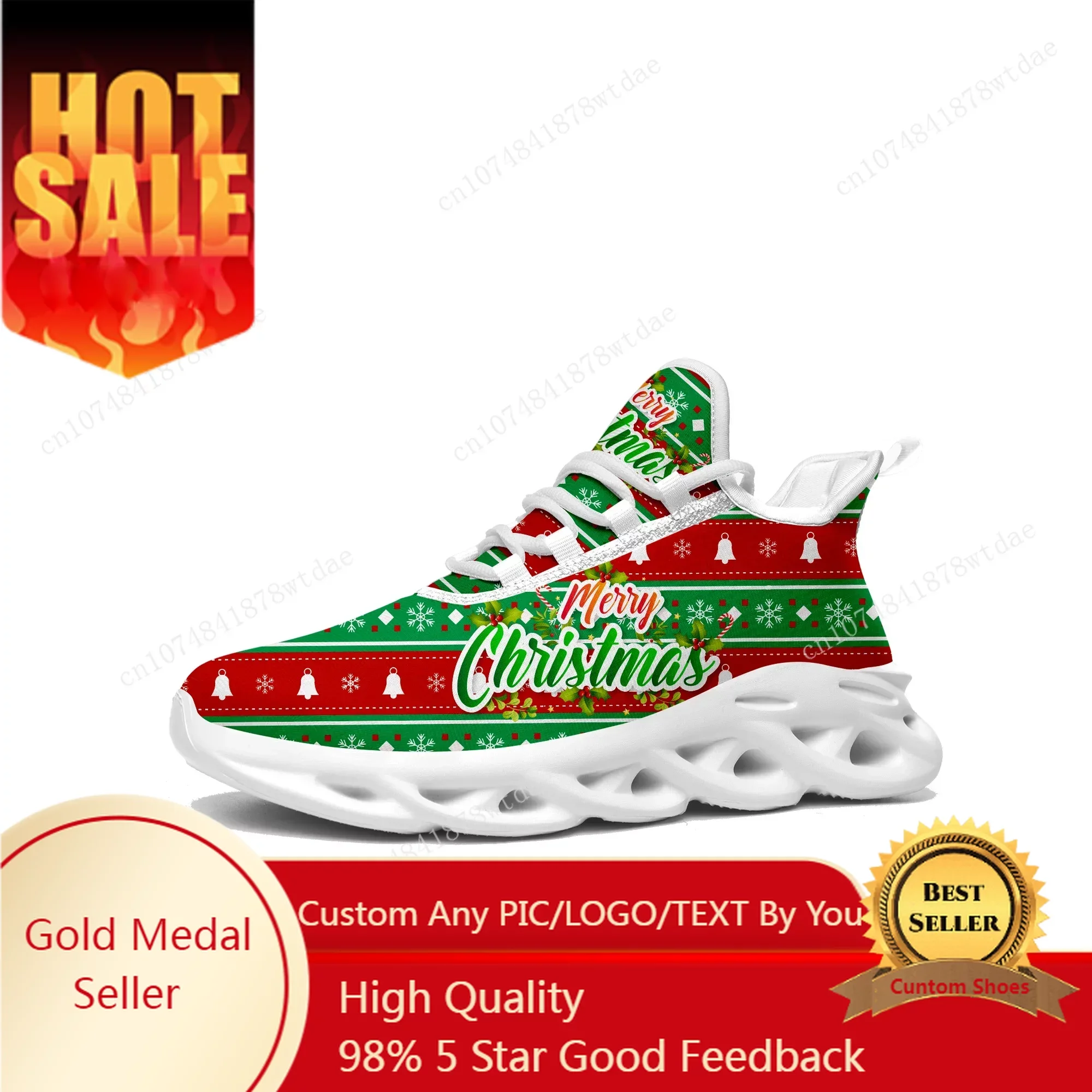 

Merry Christmas Gift Flats Sneakers Mens Womens Teenager Sports Running Shoes High Quality Cartoon Custom Lace Up Mesh Footwear