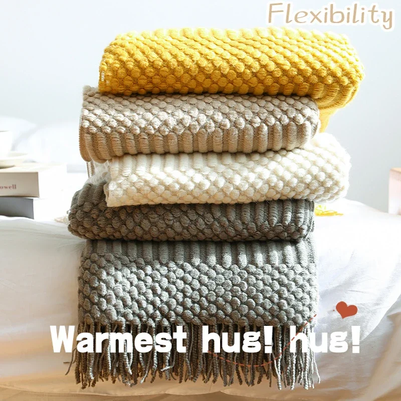 New Scandinavian Style Thin Knitted Blanket - Solid Color Tassel Bed End Nap Towel - Office Air Blanket
New Scandinavian Style Thin Knitted Blanket - Solid Color Tassel Bed End Nap Towel - Office Air Blanket