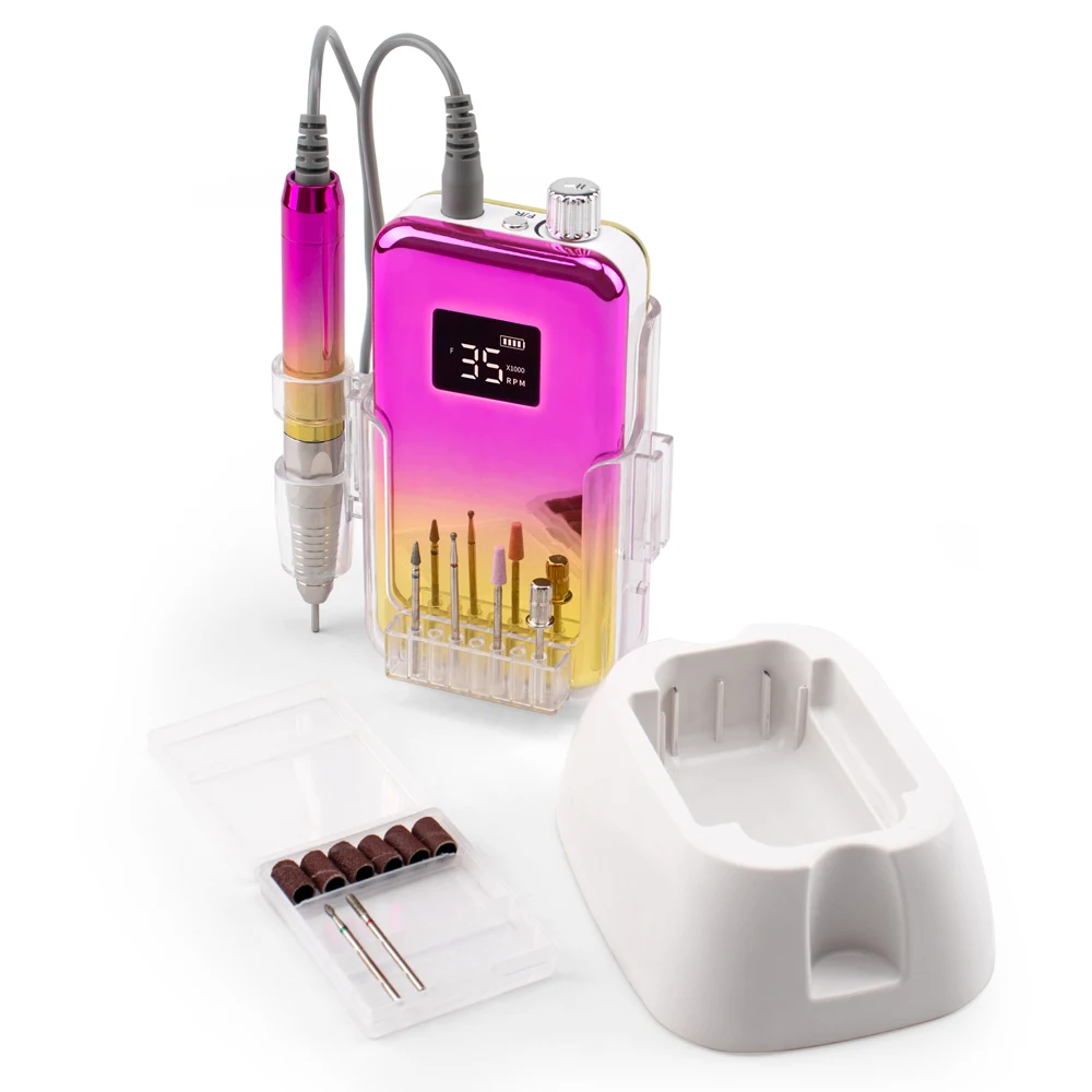 Brushless Mute Nail Drill Machine 35000RPM Portable Desktop Base Cordless Rechargeable Manicure Electric Nail File Drill
Brushless Mute Nail Drill Machine 35000RPM Portable Desktop Base Cordless Rechargeable Manicure Electric Nail File Drill