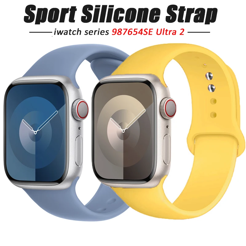 

silicone Strap For Apple Watch Band 44mm 45mm 41mm 40mm 42mm 38mm 49mm Sport Bracelet Correa iWatch Serie ultra 2 4 6 5 SE 7 8 9