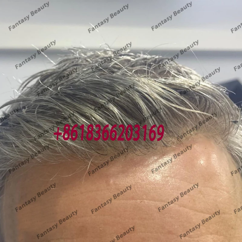 

1B80 1B65 Grey 100% Remy Human Hair Men Toupee Durable Miscro Skin Full PU Base Man Hairpieces Capillary Prosthesis System Units