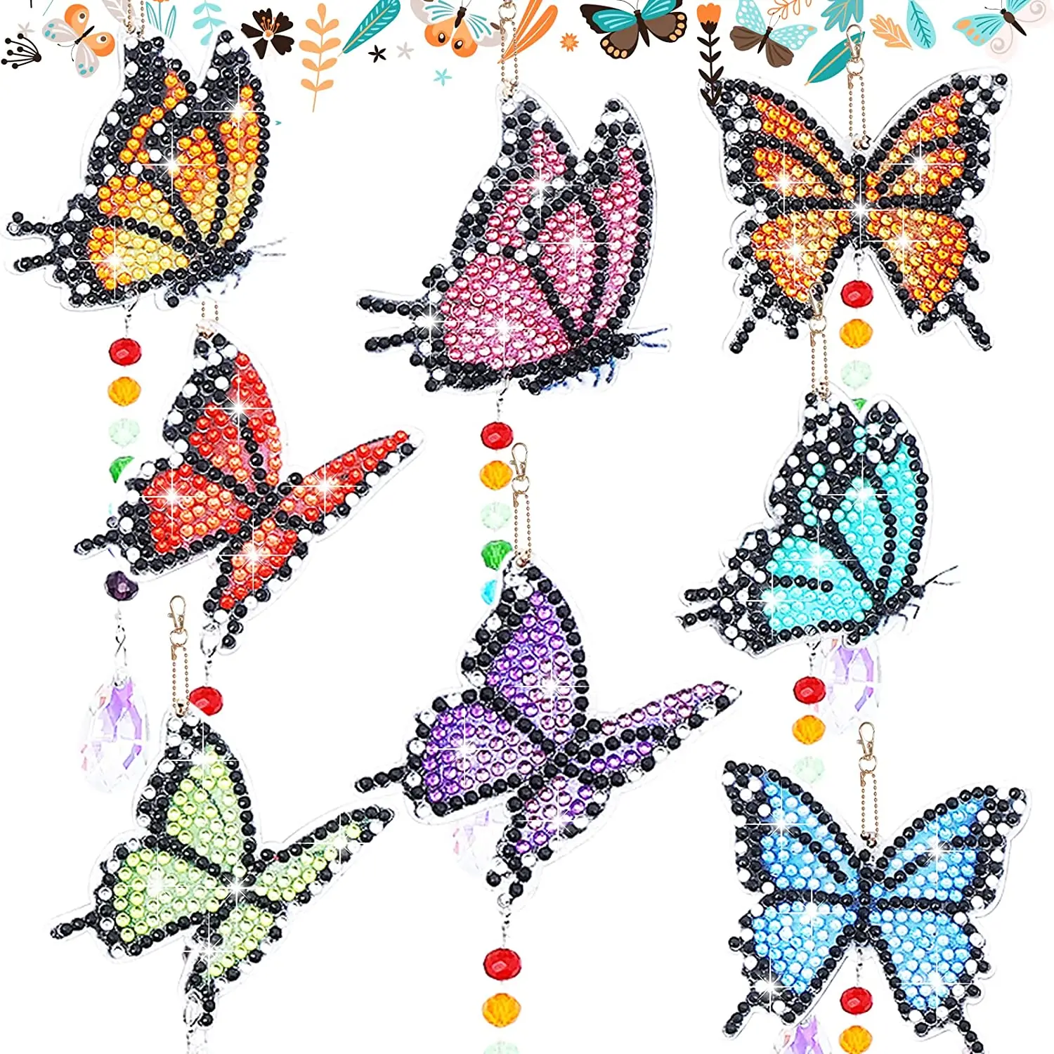 8Pcs Diamond Picture Wind Chimes Kit DIY Butterfly Pendant Double Side Keychain Hanging Ornament Craft for Kid Adults Xmas Gift
8Pcs Diamond Picture Wind Chimes Kit DIY Butterfly Pendant Double Side Keychain Hanging Ornament Craft for Kid Adults Xmas Gift