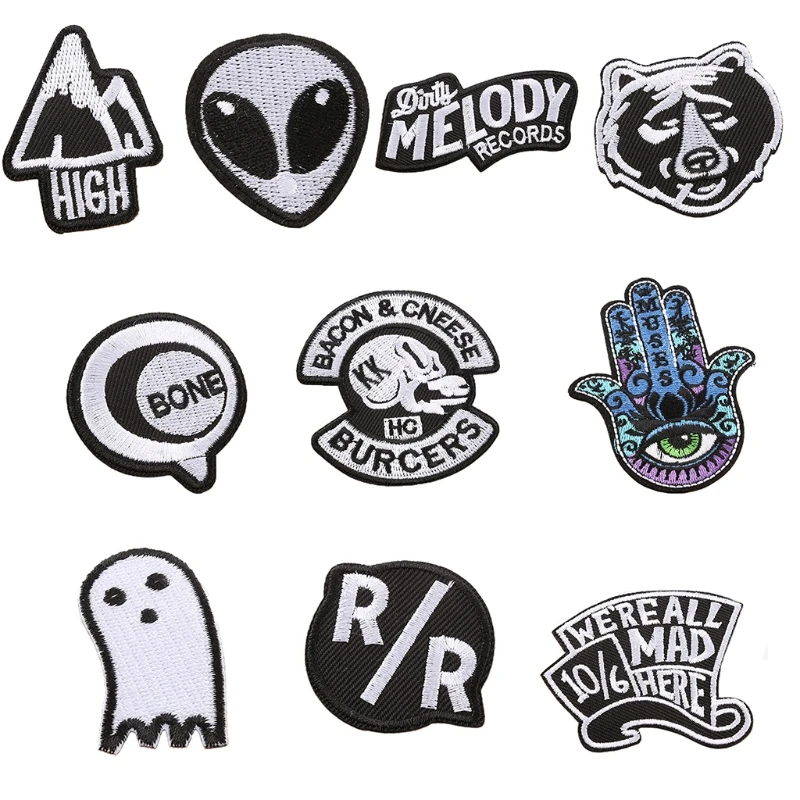 10pcs Rock Embroidery Patches for Clothing DIY Iron On Patches Clothes Punk Skull Stickers Applique Decoration 
10pcs Rock Embroidery Patches for Clothing DIY Iron On Patches Clothes Punk Skull Stickers Applique Decoration