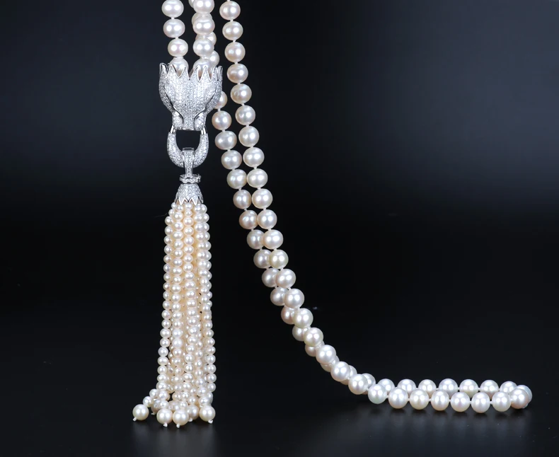 AAA+ natural 8-9mm white freshwater pearl necklace Leopard head inlay zircon 5-6mm tassel sweater chain jewelry
AAA+ natural 8-9mm white freshwater pearl necklace Leopard head inlay zircon 5-6mm tassel sweater chain jewelry