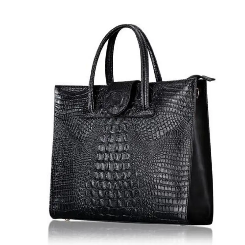 

2024 European And American Fashion Personalized Leather Crocodile Pattern Horizontal Square Large Capacity Portable Women's Bag