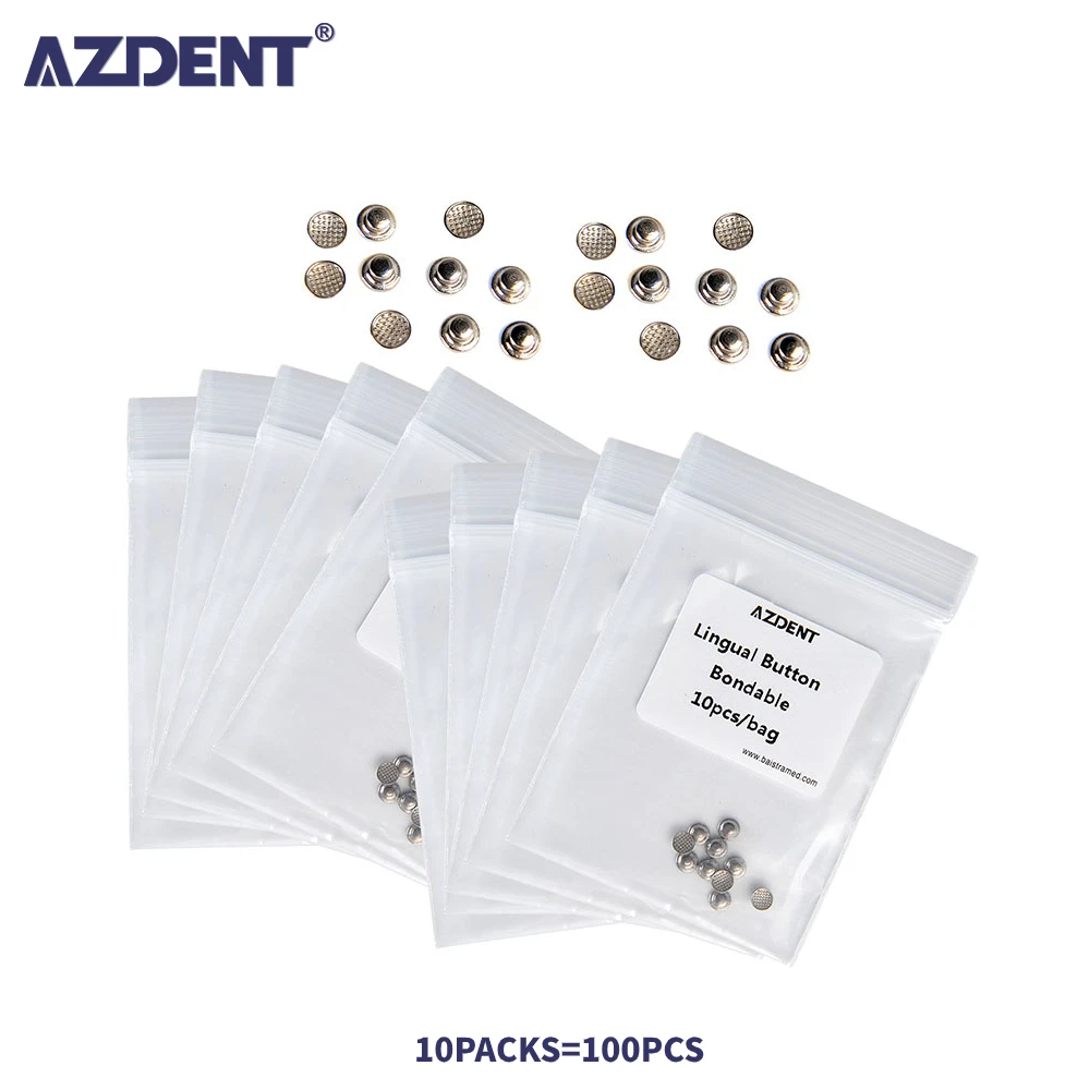 10 Packs AZDENT Dental Orthodontic Lingual Button Monoblock MIM Round Mesh Bottom Bondable Metal 10pcs/Pack Tongue Side Buckle
10 Packs AZDENT Dental Orthodontic Lingual Button Monoblock MIM Round Mesh Bottom Bondable Metal 10pcs/Pack Tongue Side Buckle