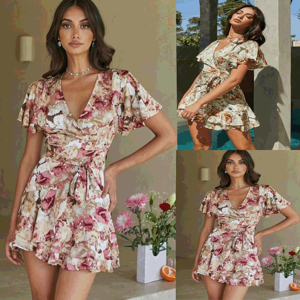 Summer New Women's Clothing 2022 European and American Fashion Temperament Printing V-neck Ruffled Short-sleeved Dress Women
Summer New Women's Clothing 2022 European and American Fashion Temperament Printing V-neck Ruffled Short-sleeved Dress Women