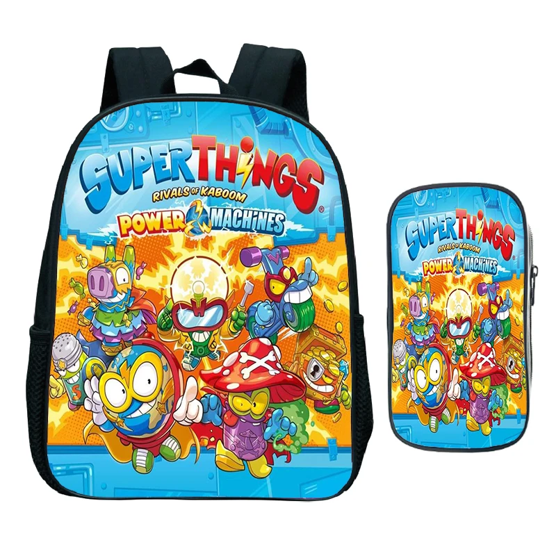 

SUPERTHINGS Backpack 2 Pcs Set Cartoon Bookbag Girls Boys Kindergarten Bag SuperThings Print School Bags Toddler Kids Bagpacks