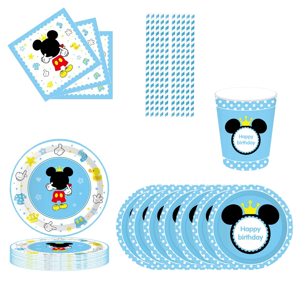 

69/Pcs Disney Mickey Mouse Theme Children's Birthday Gift Package Event Party Cup Plate Baby Shower Disposable Tableware Supplie