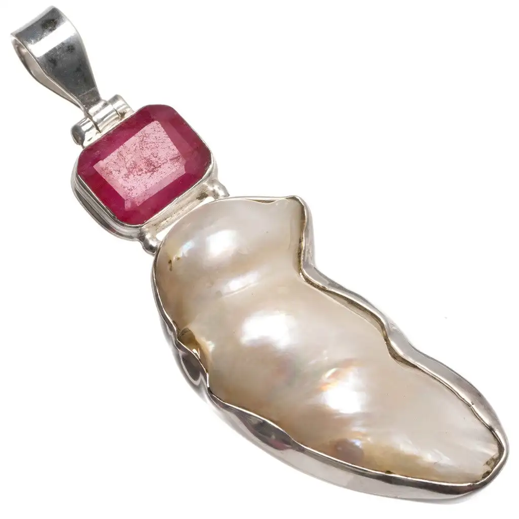 StarGems Biwa Pearl and Handmade Indian 925 Sterling Silver Pendant 2 1/2" T0642
StarGems Biwa Pearl and Handmade Indian 925 Sterling Silver Pendant 2 1/2" T0642