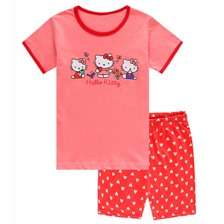 Hello Kitty Children Pajamas Set Toddler Cotton Pullover Short Sleeve+Shorts 2Pcs Suit Baby Girls Summer Casual Home Sleepwear Hello Kitty Children Pajamas Set Toddler Cotton Pullover Short Sleeve+Shorts 2Pcs Suit Baby Girls Summer Casual Home Sleepwear
