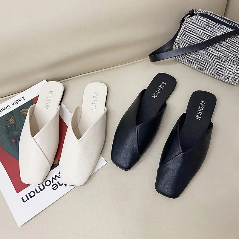 Plus Size Women Mules 2022 Summer Elegant Square Closed Toe Flat Slippers Female Shoes Casual Leather Black White Slides Ladies
Plus Size Women Mules 2022 Summer Elegant Square Closed Toe Flat Slippers Female Shoes Casual Leather Black White Slides Ladies
