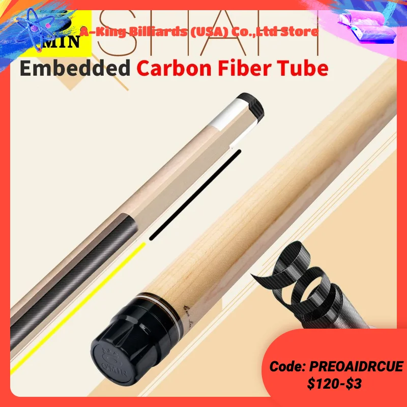 OMIN Billiard Pool Cue Carbon Maple Single Technology Shaft 3/8*8 Radial Pin 12.5mm Tip Embedded Carbon Fiber Tube For Black 8
OMIN Billiard Pool Cue Carbon Maple Single Technology Shaft 3/8*8 Radial Pin 12.5mm Tip Embedded Carbon Fiber Tube For Black 8