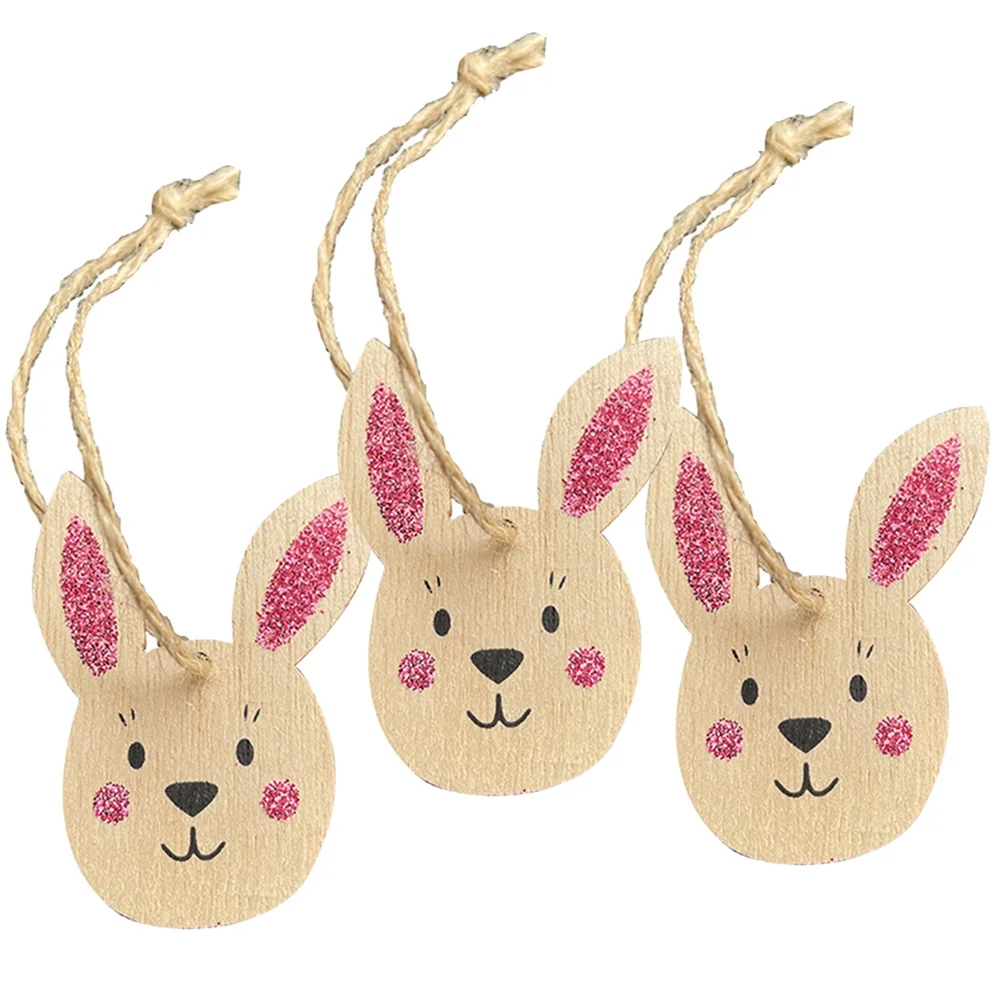 

8Pcs Easter Rabbit Birthday Party Home Decor Modelling Wooden Crafts Pendant Cute Cartoon Wood Bunny Hanging Ornament