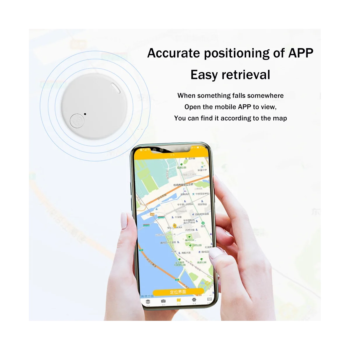 

Mini GPS Tracker Wireless Bluetooth 5.0 Anti-Lost Device Smart Locator Pet Key Wallet Tracker with Key Ring White