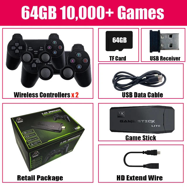 Video Game Console 64G Built-in 10000 Games Retro handheld Game Console Wireless Controller Game Stick For PS1/GBA Kid Xmas Gift
Video Game Console 64G Built-in 10000 Games Retro handheld Game Console Wireless Controller Game Stick For PS1/GBA Kid Xmas Gift