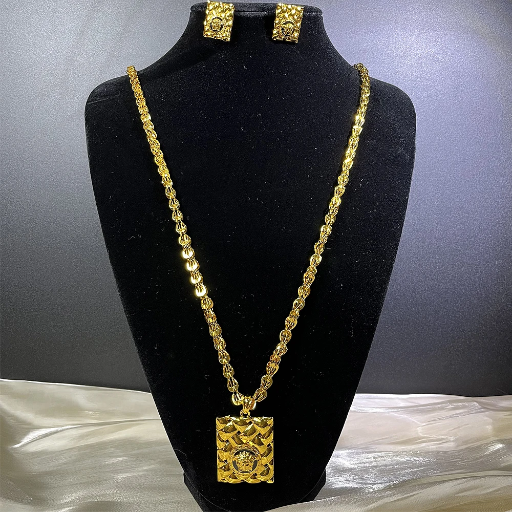 Dubai Fashion Women's Flower Sweater Long Necklace 24K Gold-Plated Middle Eastern Luxury Flower Earrings Copper Jewelry Two-Pieces 2 Mallzona Sd32a22ae6a214970842b212fcc5f34029 Dubai Fashion Women's Flower Sweater Long Necklace 24K Gold-Plated Middle Eastern Luxury Flower Earrings Copper Jewelry Two-Pieces Mallzona