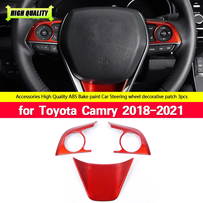 

ABS Bake paint Car Steering wheel decorative patch For Toyota Camry interior decoration Accessories 2018 2019 2020 2021