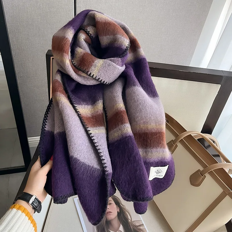 

Long Thick Cashmere Poncho Scarf Women Plaid hawl Wraps Blanket Brand Hijab Stoles Bufanda Pashmina Scarves Foulard Wholesale