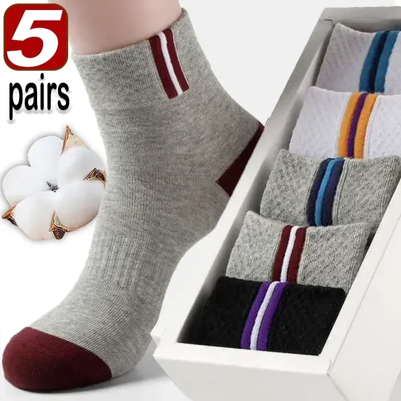 

Deodorant 5pairs Ankle Sock High Sports Summer Bamboo Fiber Soft Quality Male Autumn Men Cotton Socks Breathable Designer