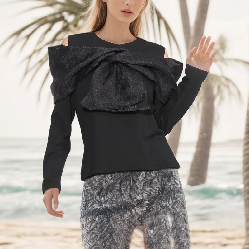 Tnfs Women T Shirt Asymmetry Hollow Out Off Shoulders Black Sexy T Shirt Tops Long Sleeves Fashion Bow T Shirts Tops 2023 New
Tnfs Women T Shirt Asymmetry Hollow Out Off Shoulders Black Sexy T Shirt Tops Long Sleeves Fashion Bow T Shirts Tops 2023 New