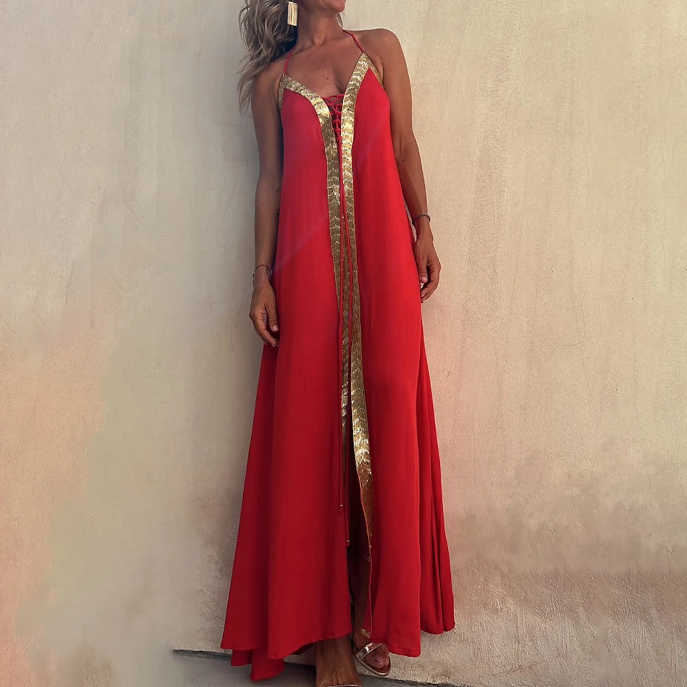 Women Summer Backless Loungewear Party Dresses Halter Sexy V-neck Bohemian Beach Dress Lady Holiday Vacation Vestidos
Women Summer Backless Loungewear Party Dresses Halter Sexy V-neck Bohemian Beach Dress Lady Holiday Vacation Vestidos
