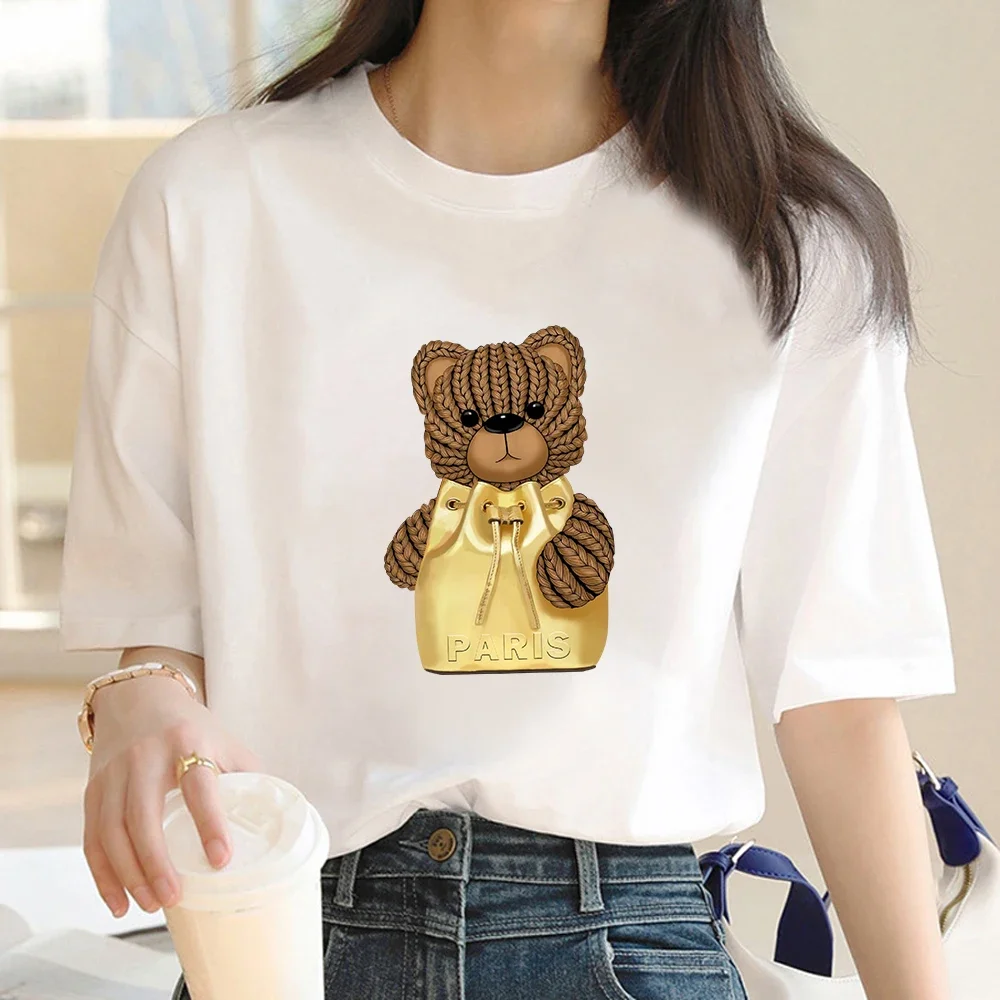 Fashion Retro Women's Cotton T-shirt Anime Bear Pattern Summer Clothing V-neck Short-sleeved T-shirt Harajuku Street Women Wear
Fashion Retro Women's Cotton T-shirt Anime Bear Pattern Summer Clothing V-neck Short-sleeved T-shirt Harajuku Street Women Wear