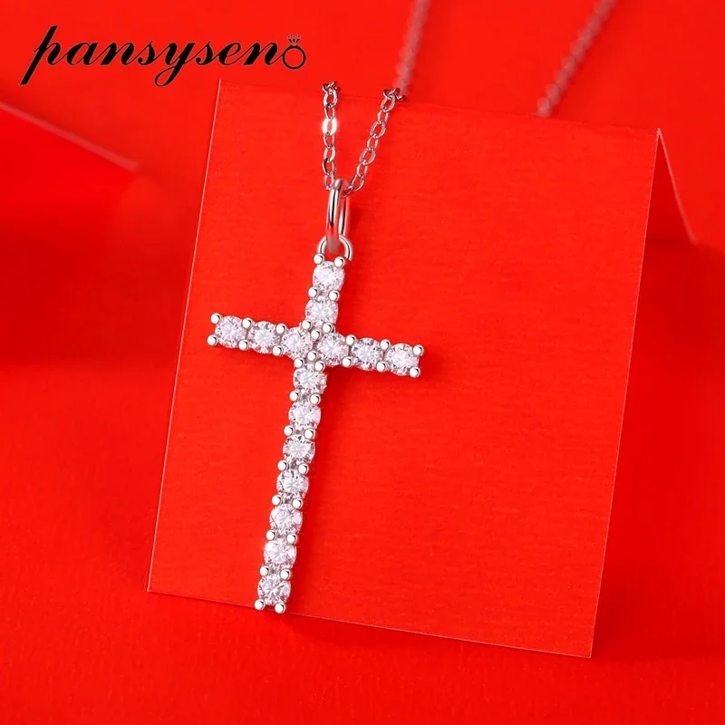 PANSYSEN Full Moissanite Cross Pendant Necklaces for Women Solid 925 Sterling Silver Fine Jewelry Necklace Bridal Wedding Gifts
PANSYSEN Full Moissanite Cross Pendant Necklaces for Women Solid 925 Sterling Silver Fine Jewelry Necklace Bridal Wedding Gifts