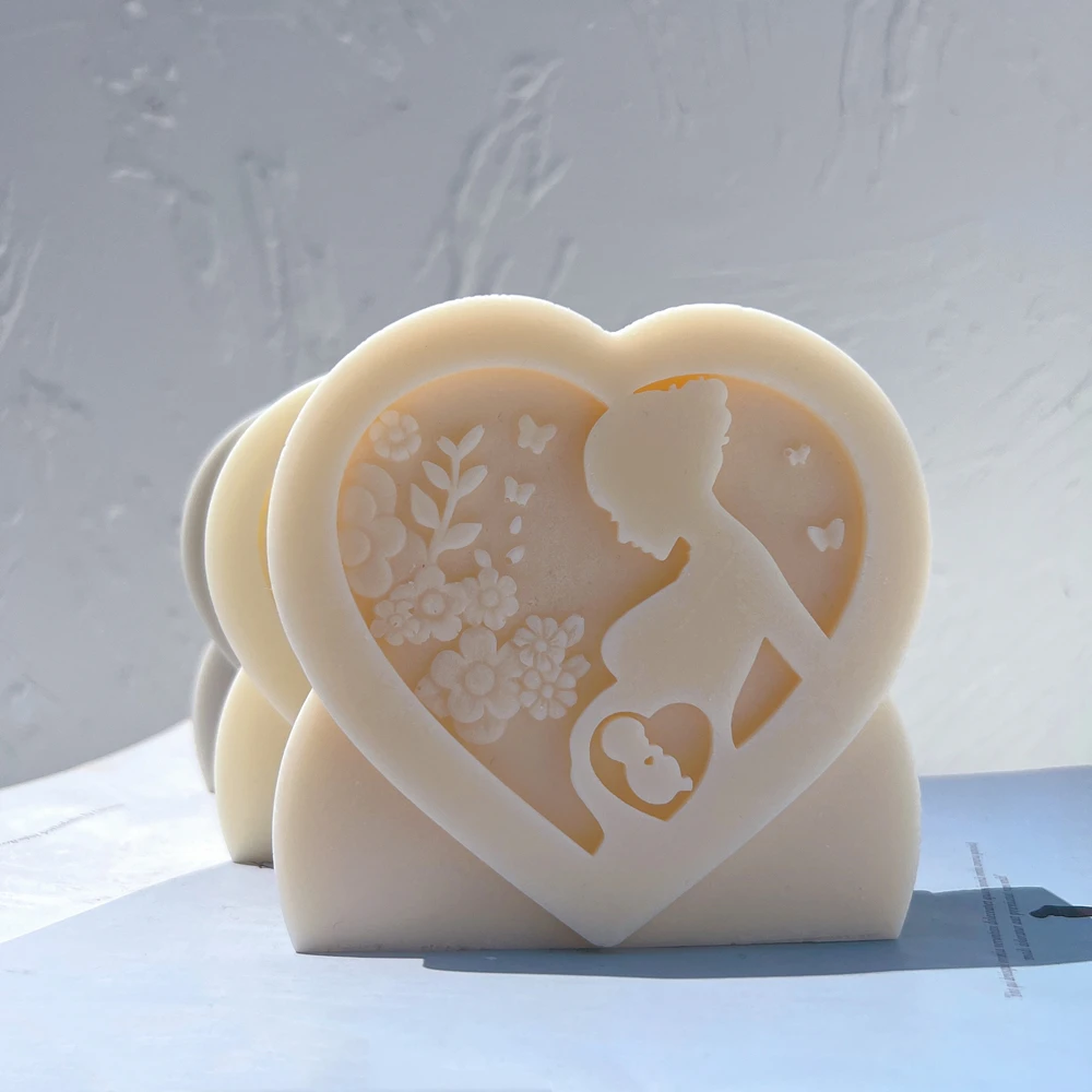 

Heart Shaped Pregnant Body Candle Molds Figurine Mother Silicone Mould Minimalistic Home Decor MOM Gift Soy Wax Mold