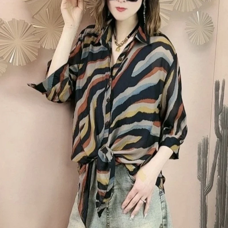 Summer Vintage Casual Elegant Chic Shirt Women Turn Down Collar Three Quarters Sleeve Button Loose Casual Wavecut Streetwear Top
Summer Vintage Casual Elegant Chic Shirt Women Turn Down Collar Three Quarters Sleeve Button Loose Casual Wavecut Streetwear Top