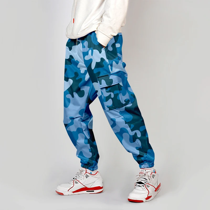 

Men's street clothes cargo pants boys punk stretch pants casual camo jogging pants custom printed multi-pocket hot