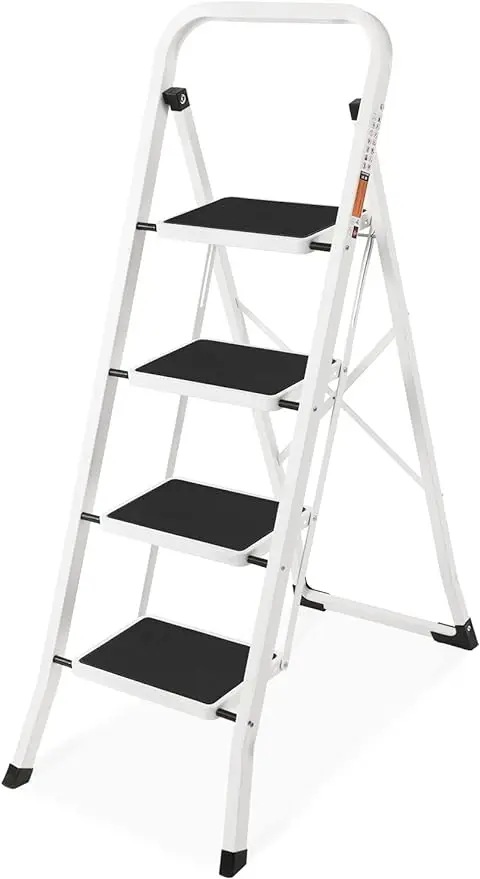 

4 Step Ladder, SPIEEK Folding Step Stool with Wide Anti-Slip Pedal, 330lbs Capacity Portable Lightweight Ladders for Home Kitche